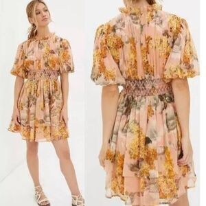 Anthropologie Amaranth Puff-Sleeved Mini Dress Not So Serious NWT Size XL